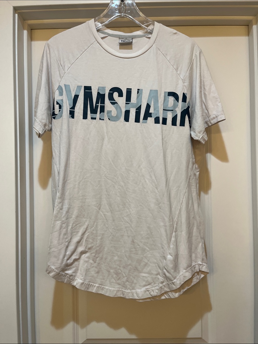 Gymshark White Tee with Blue Gradient Logo